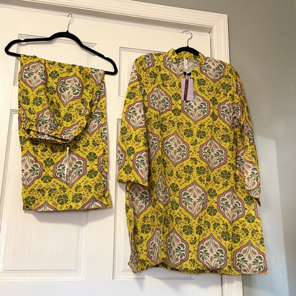 Ethnic Indian Wear Yellow and Green Midi Dress